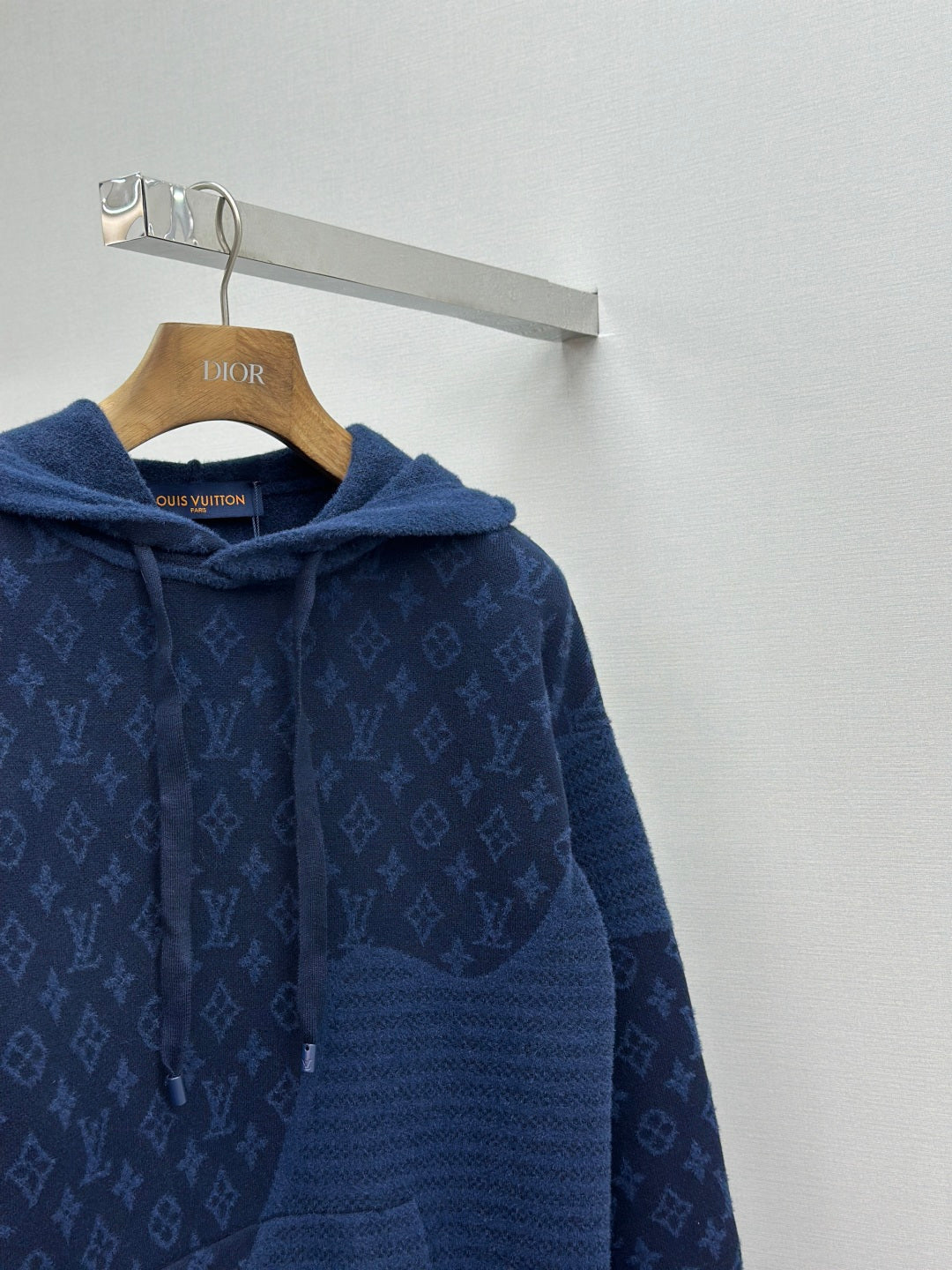 Louis Vuitton Monogram Jacquard Spliced Cashmere Hoodie