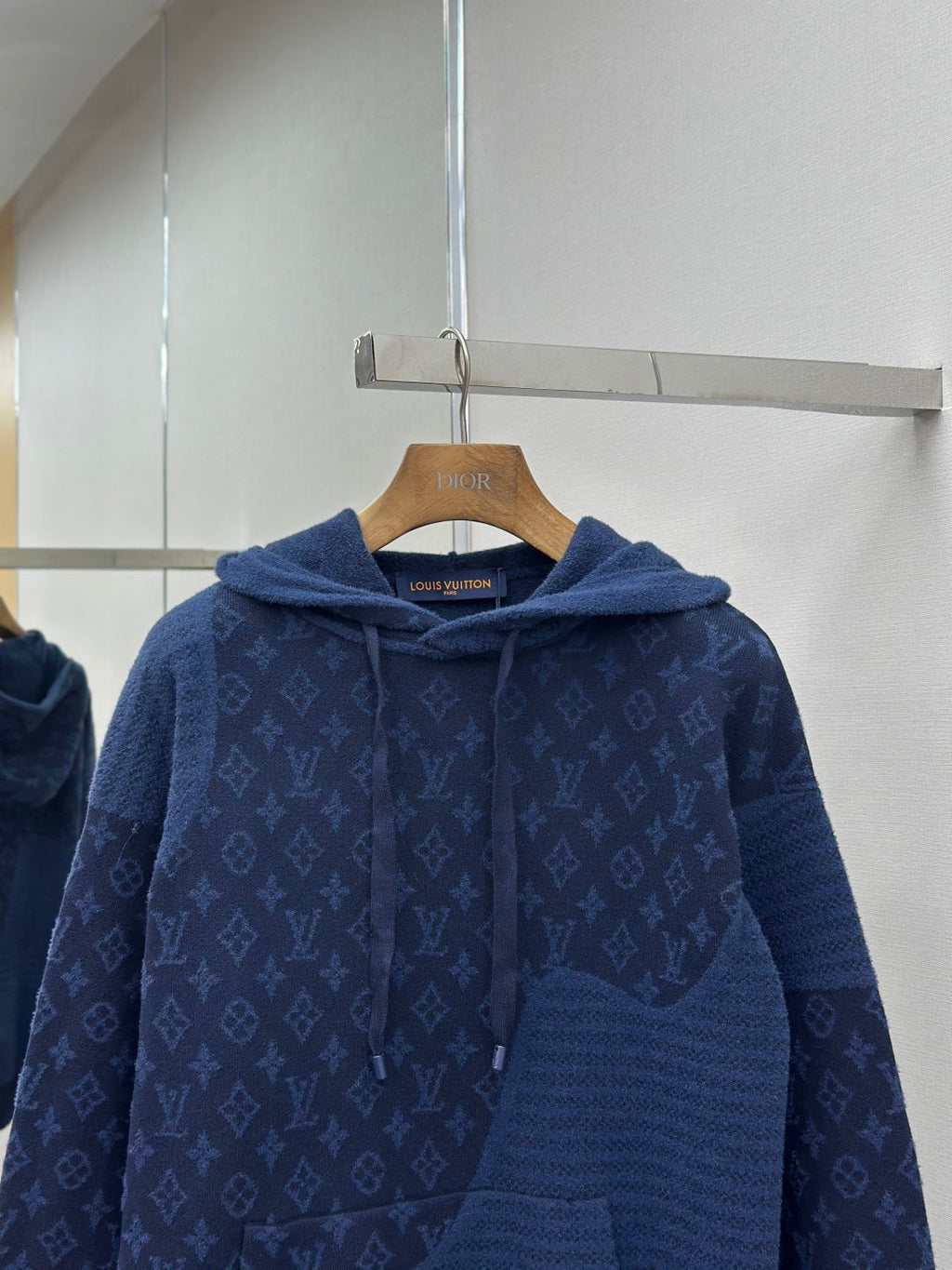 Louis Vuitton Monogram Jacquard Spliced Cashmere Hoodie