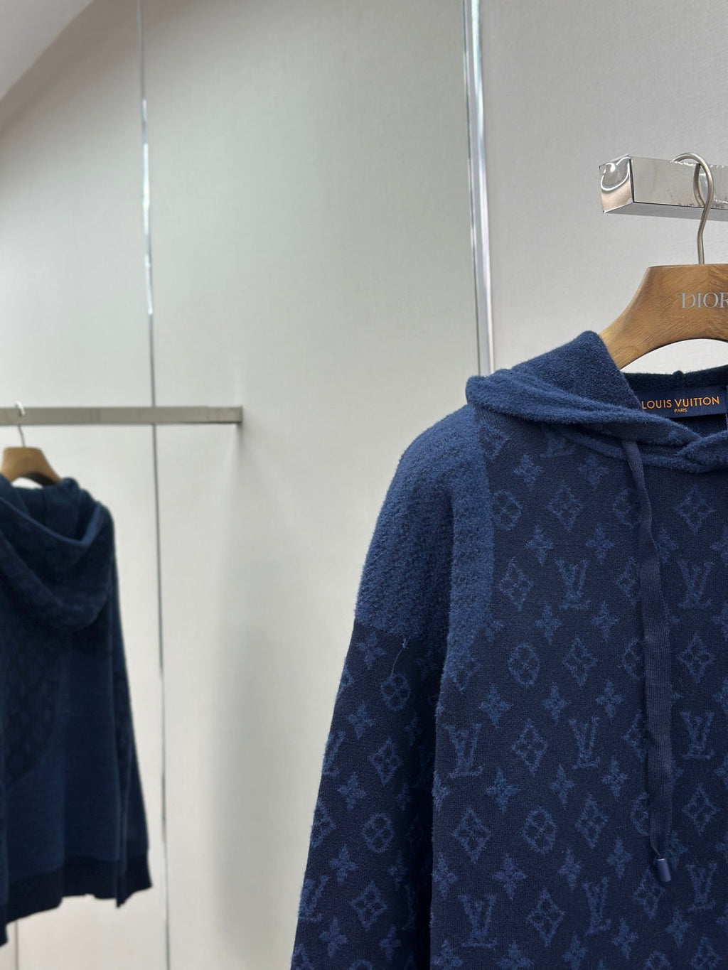 Louis Vuitton Monogram Jacquard Spliced Cashmere Hoodie