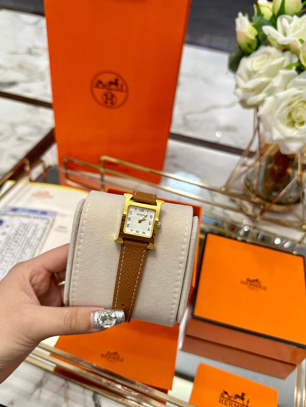 Hermès Small Square Quartz Wristwatch