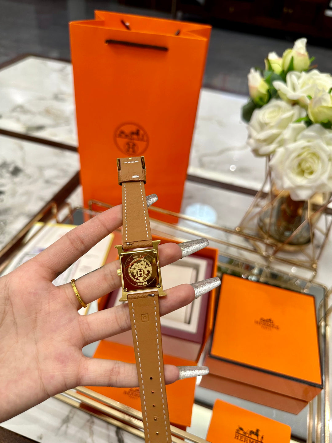 Hermès Small Square Quartz Wristwatch