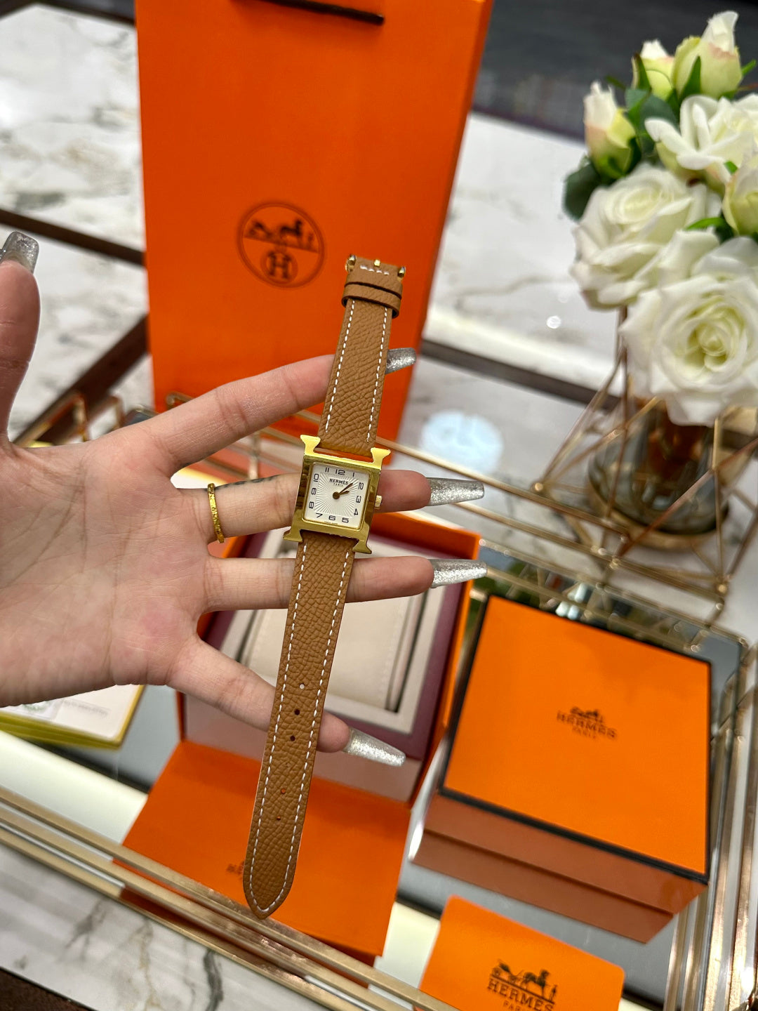 Hermès Small Square Quartz Wristwatch