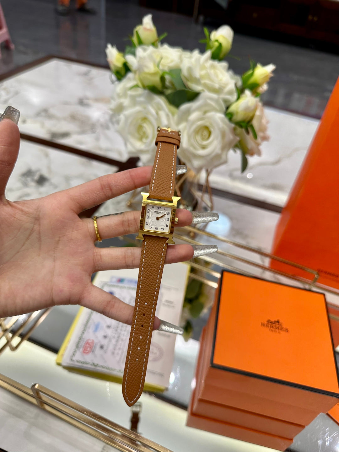Hermès Small Square Quartz Wristwatch