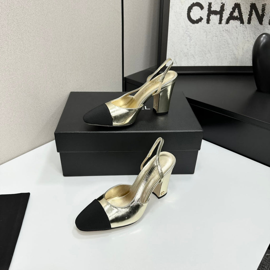 Chanel Classic Two-Tone Slingback Sandals