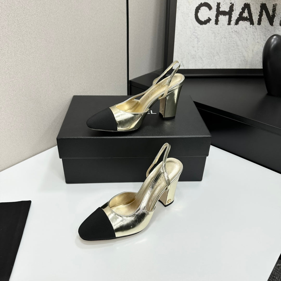 Chanel Classic Two-Tone Slingback Sandals