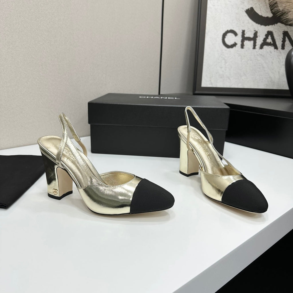Chanel Classic Two-Tone Slingback Sandals