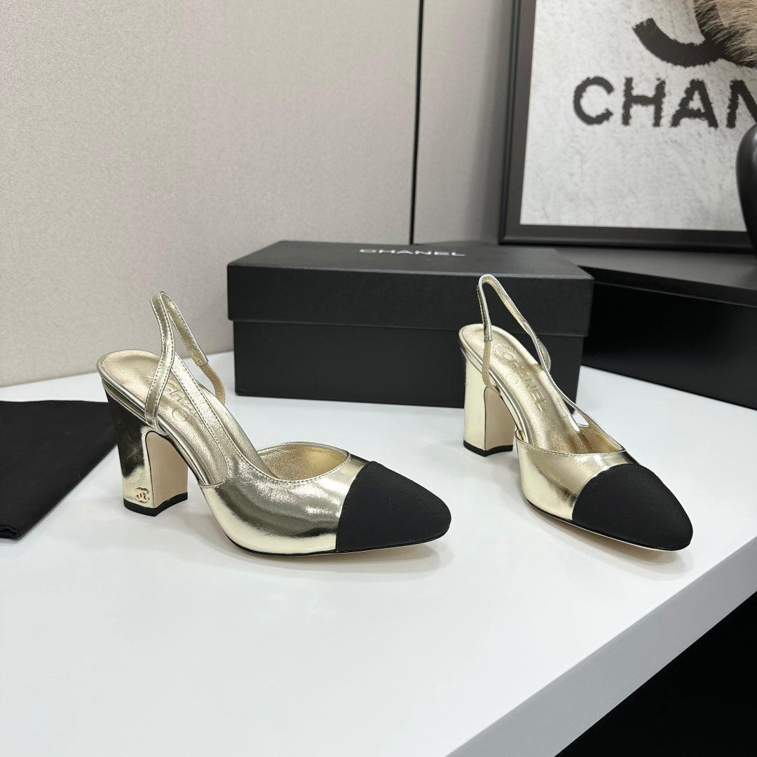Chanel Classic Two-Tone Slingback Sandals