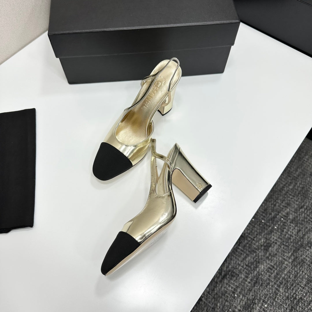 Chanel Classic Two-Tone Slingback Sandals