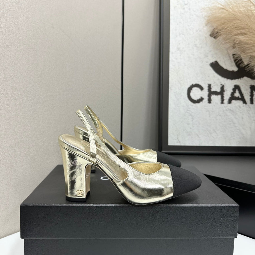 Chanel Classic Two-Tone Slingback Sandals