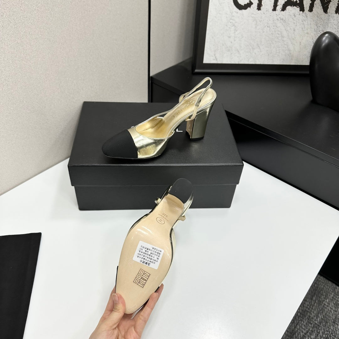 Chanel Classic Two-Tone Slingback Sandals