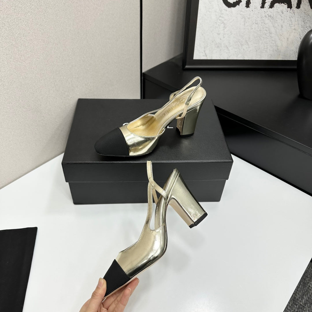 Chanel Classic Two-Tone Slingback Sandals