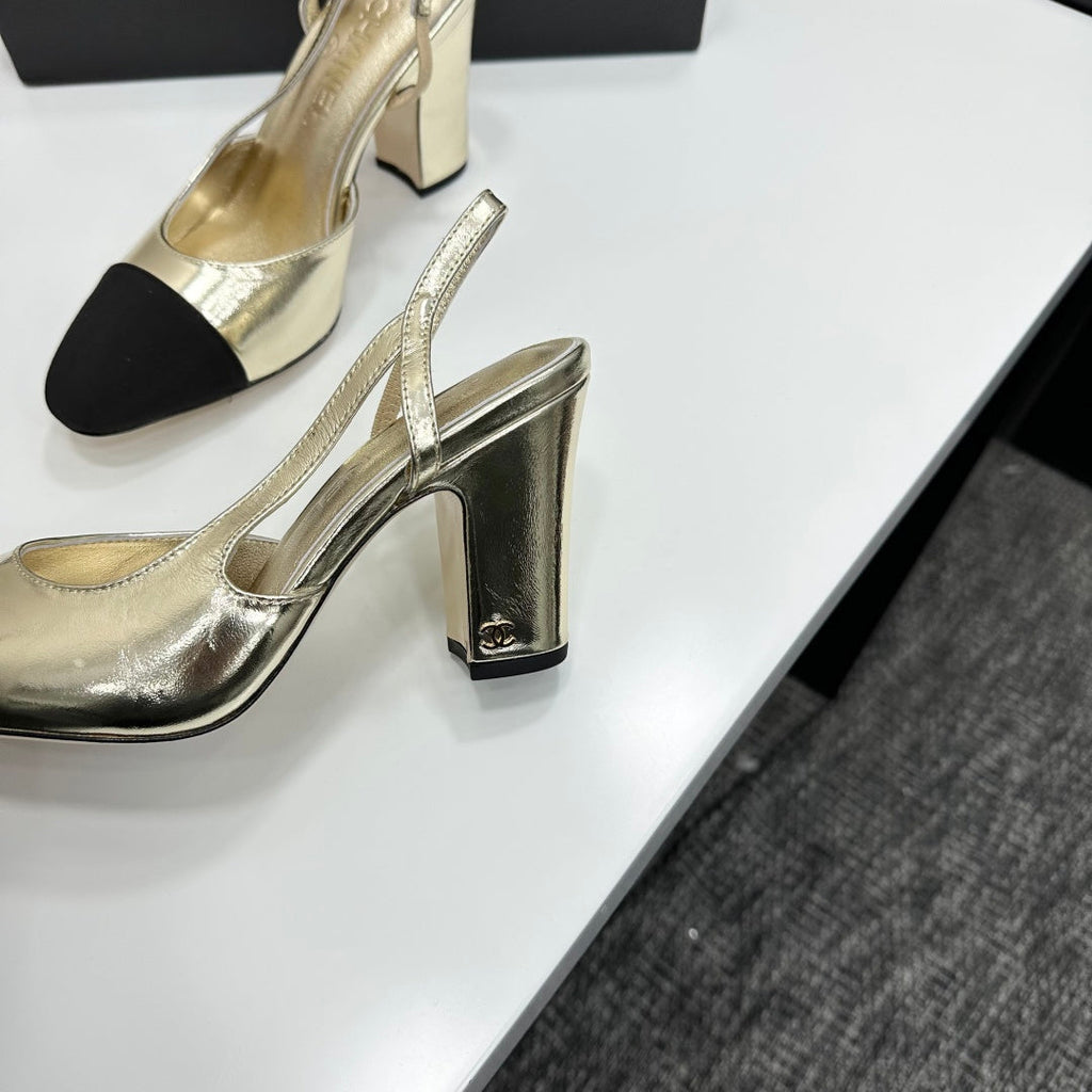 Chanel Classic Two-Tone Slingback Sandals