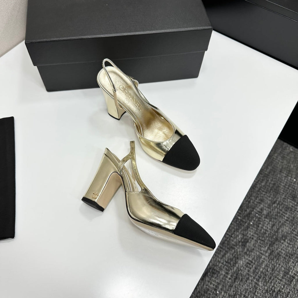 Chanel Classic Two-Tone Slingback Sandals