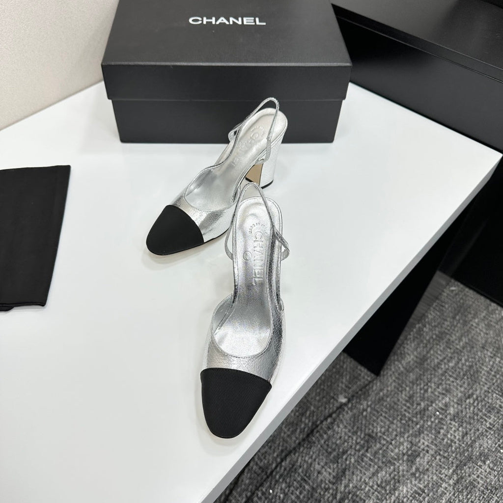 Chanel Classic Two-Tone Slingback Sandals