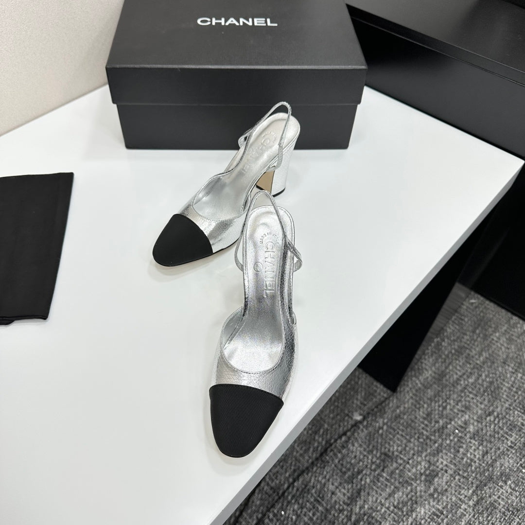 Chanel Classic Two-Tone Slingback Sandals