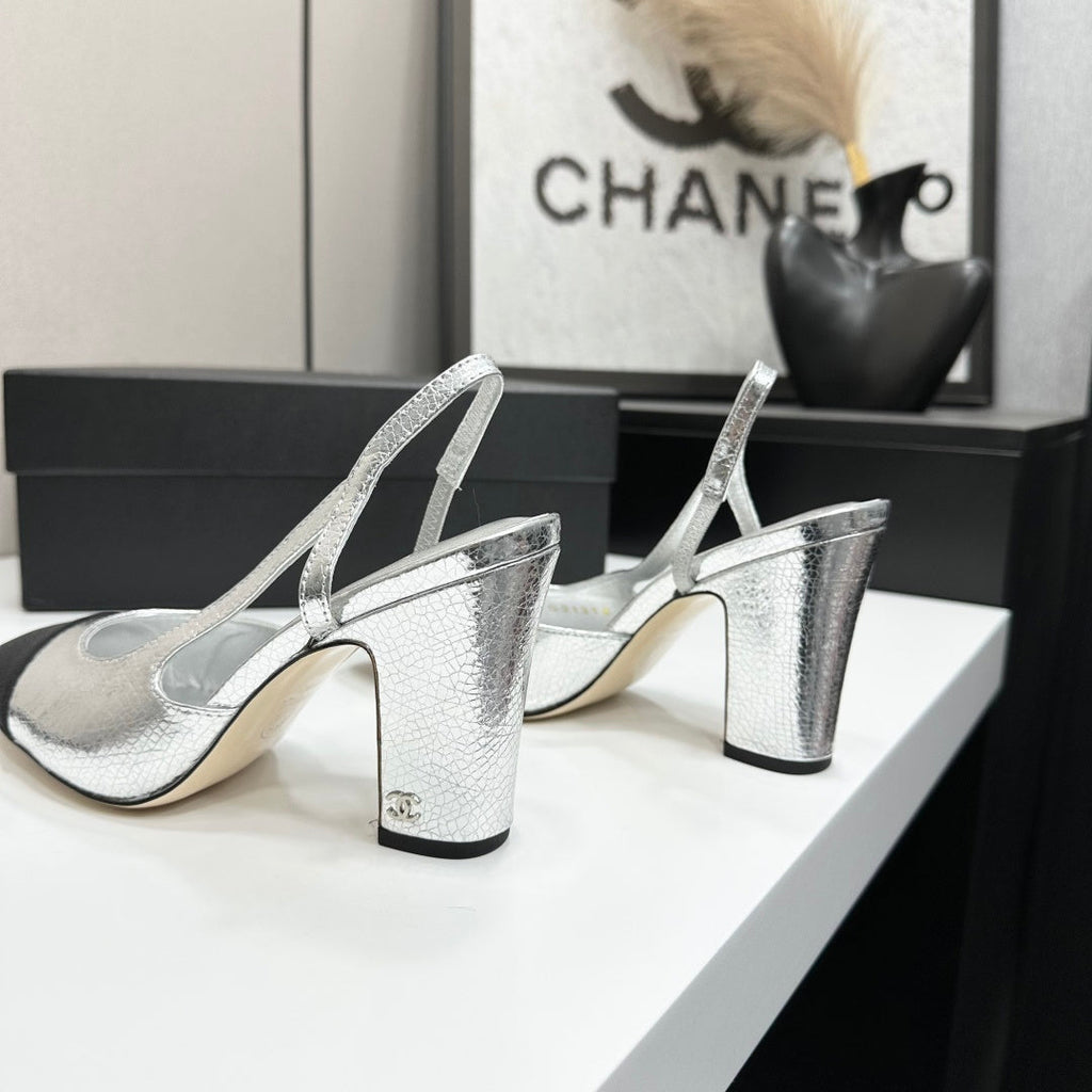 Chanel Classic Two-Tone Slingback Sandals