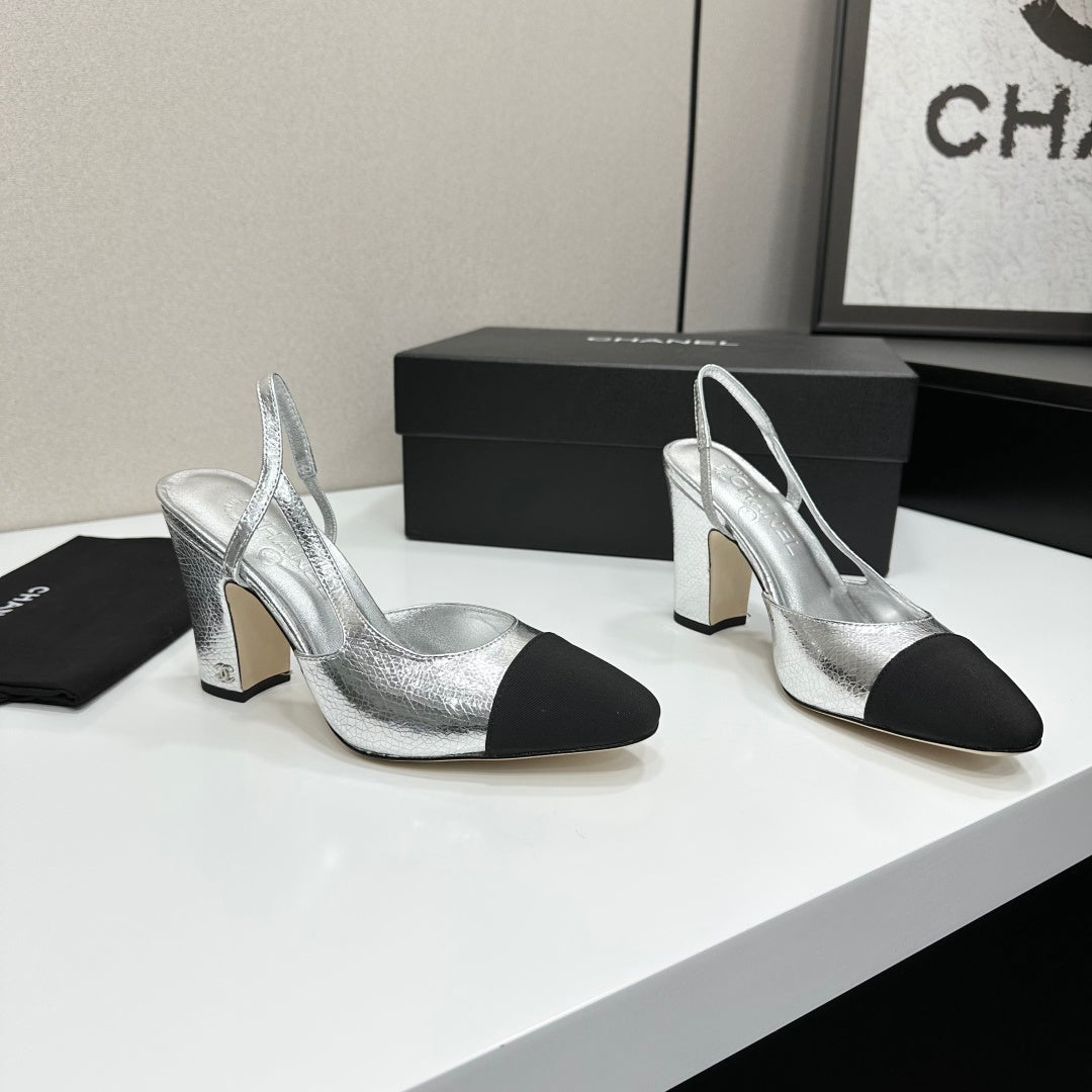 Chanel Classic Two-Tone Slingback Sandals