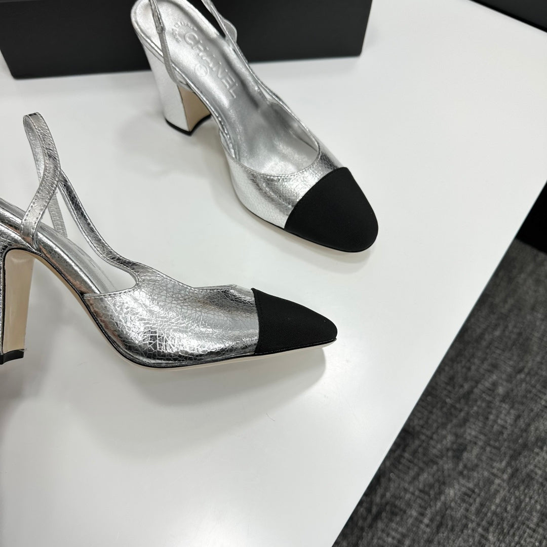 Chanel Classic Two-Tone Slingback Sandals