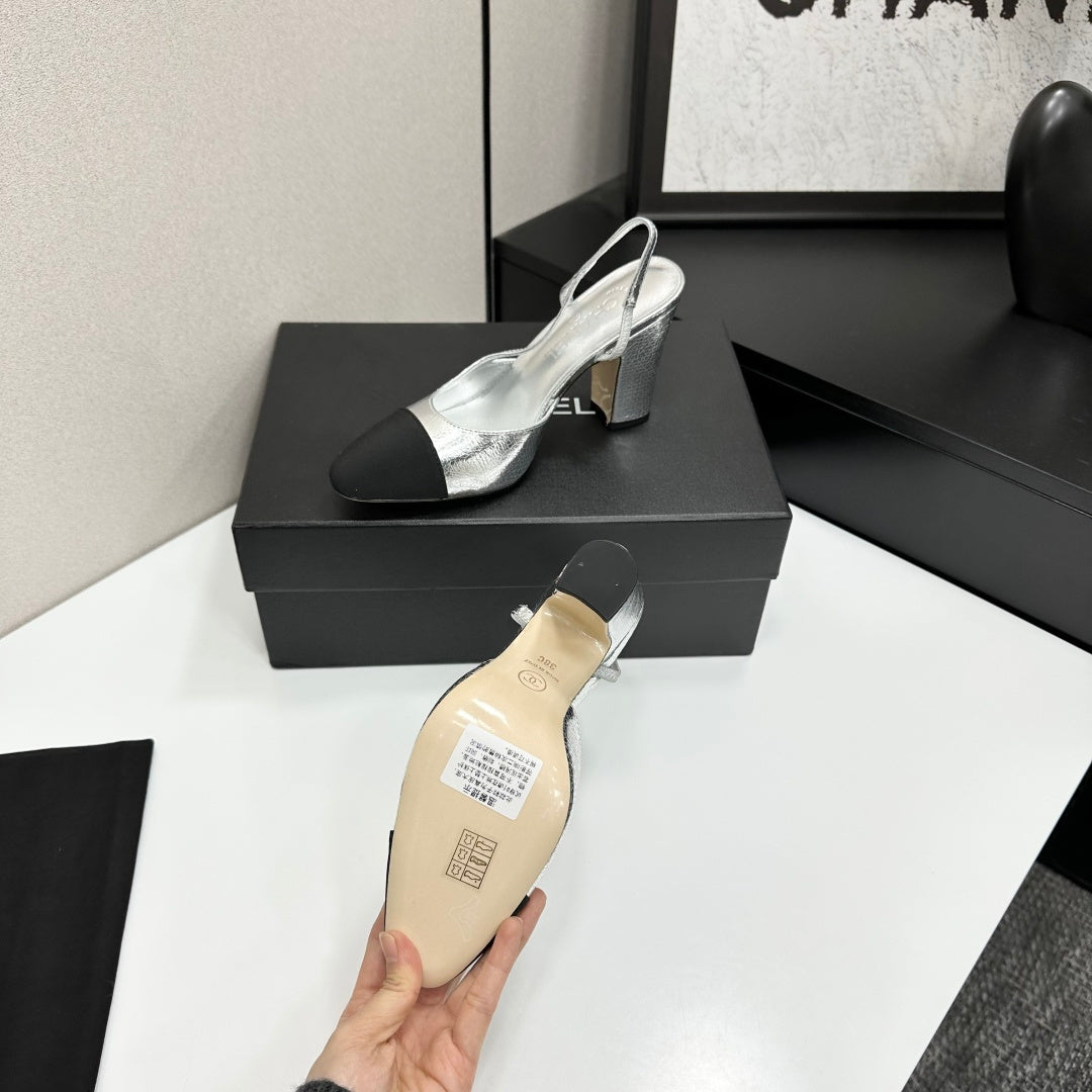 Chanel Classic Two-Tone Slingback Sandals
