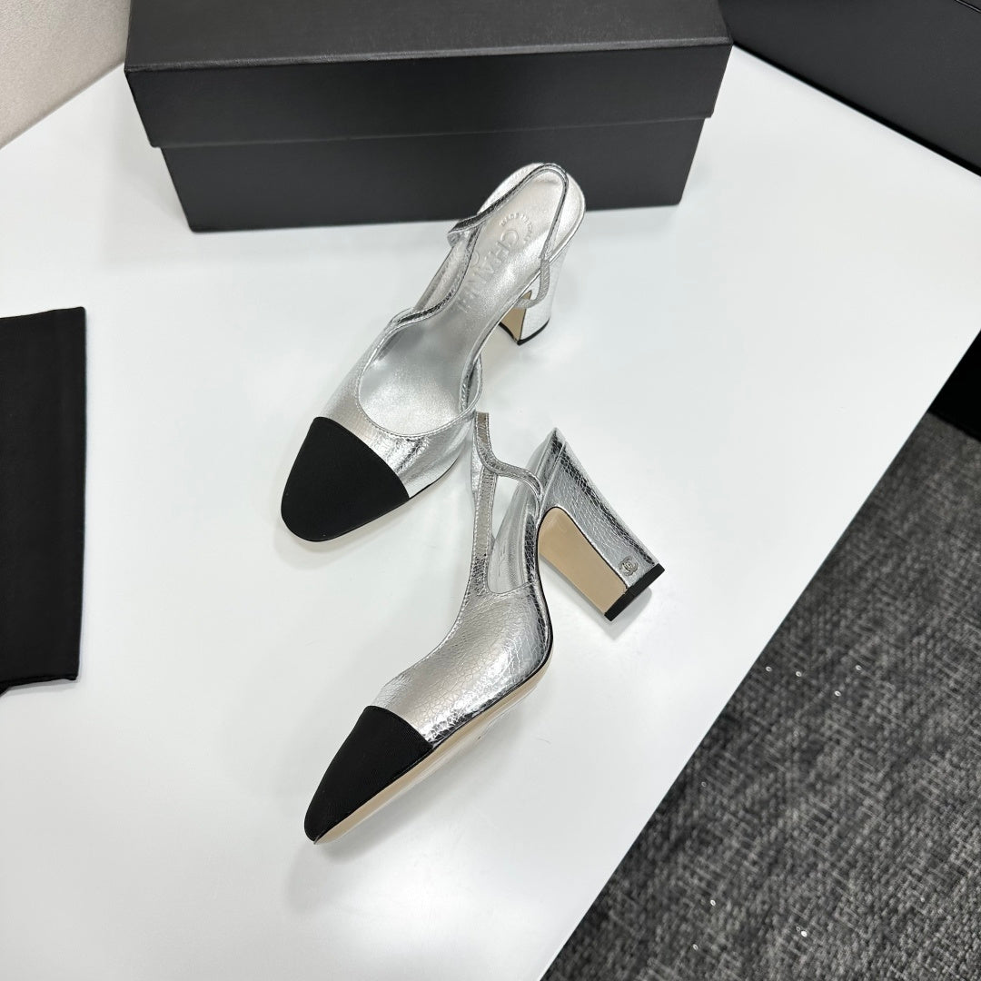 Chanel Classic Two-Tone Slingback Sandals