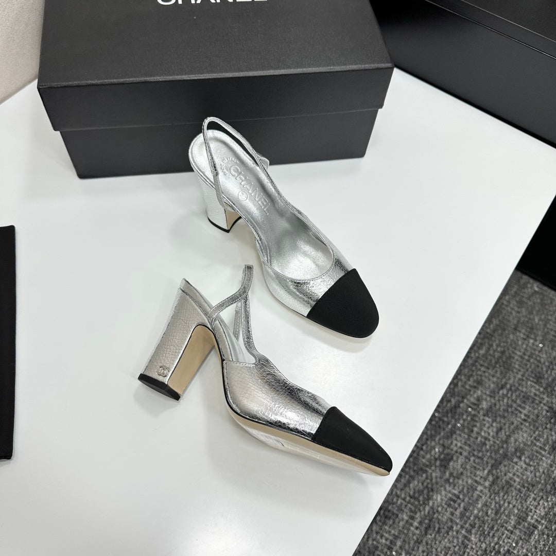 Chanel Classic Two-Tone Slingback Sandals