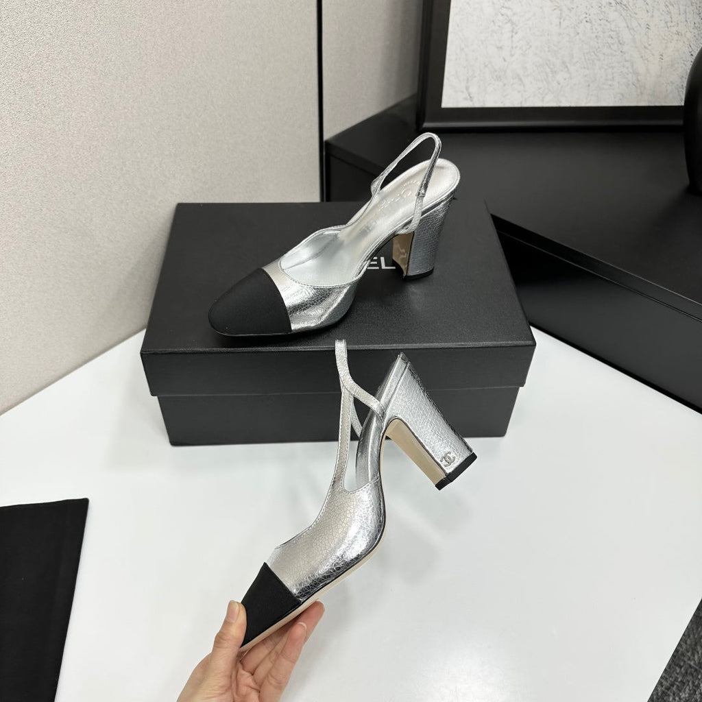 Chanel Classic Two-Tone Slingback Sandals