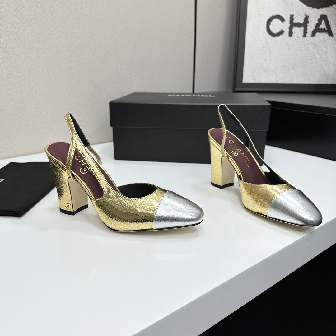 Chanel Classic Two-Tone Slingback Sandals