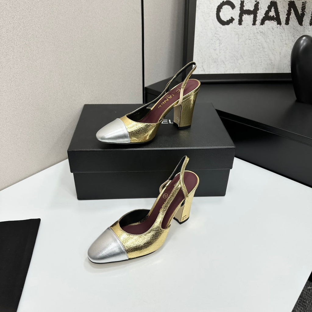 Chanel Classic Two-Tone Slingback Sandals