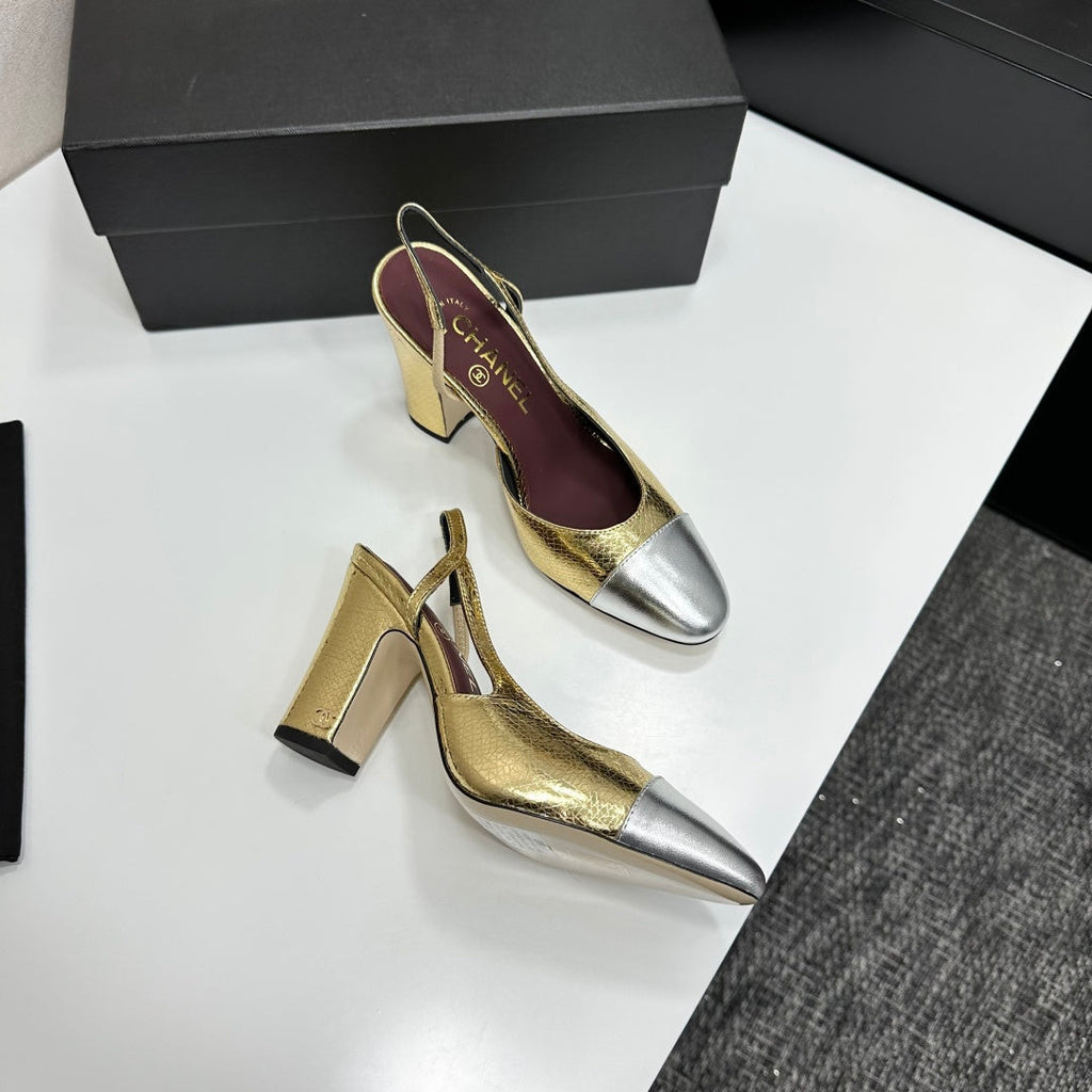 Chanel Classic Two-Tone Slingback Sandals