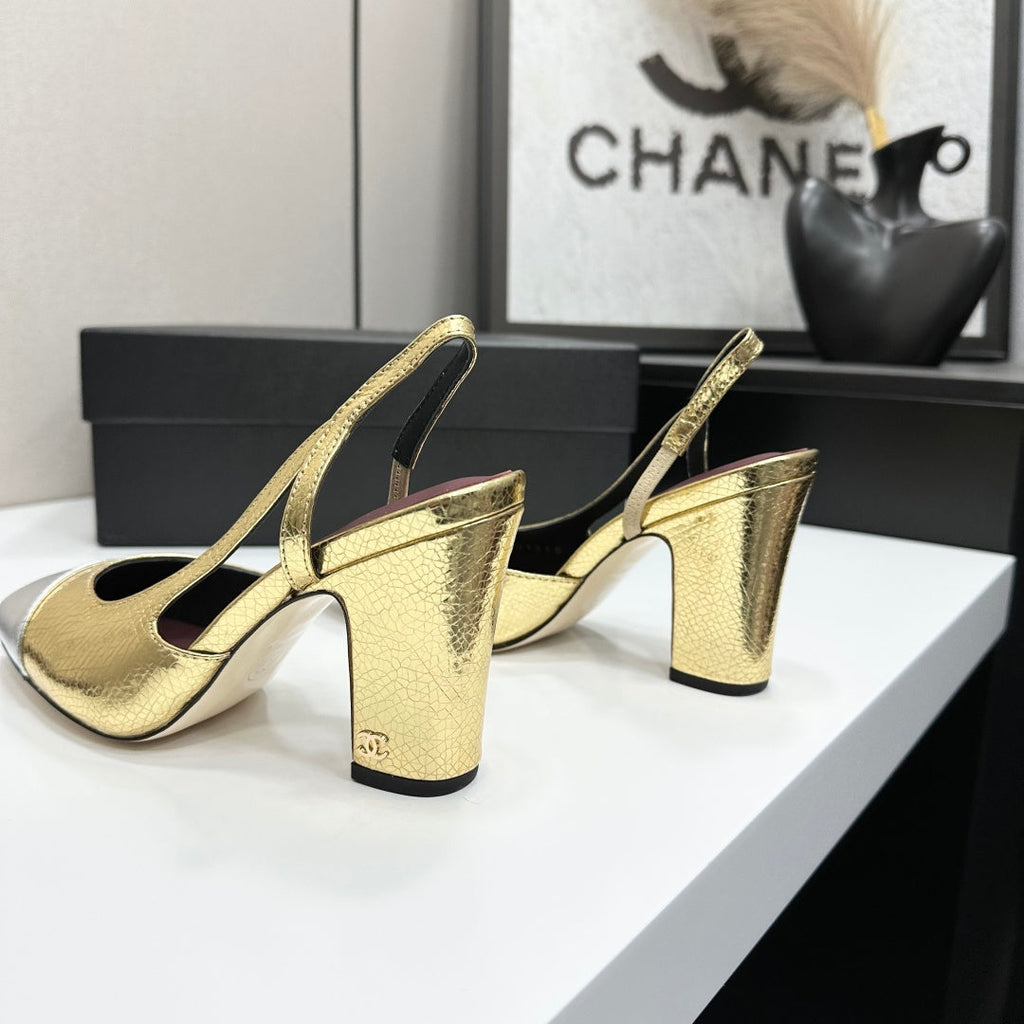 Chanel Classic Two-Tone Slingback Sandals