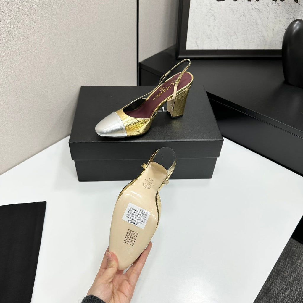 Chanel Classic Two-Tone Slingback Sandals
