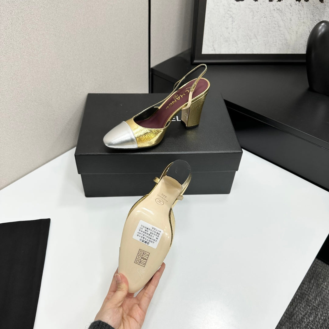 Chanel Classic Two-Tone Slingback Sandals