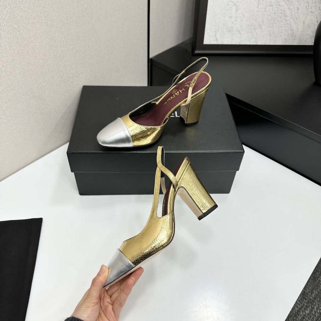 Chanel Classic Two-Tone Slingback Sandals
