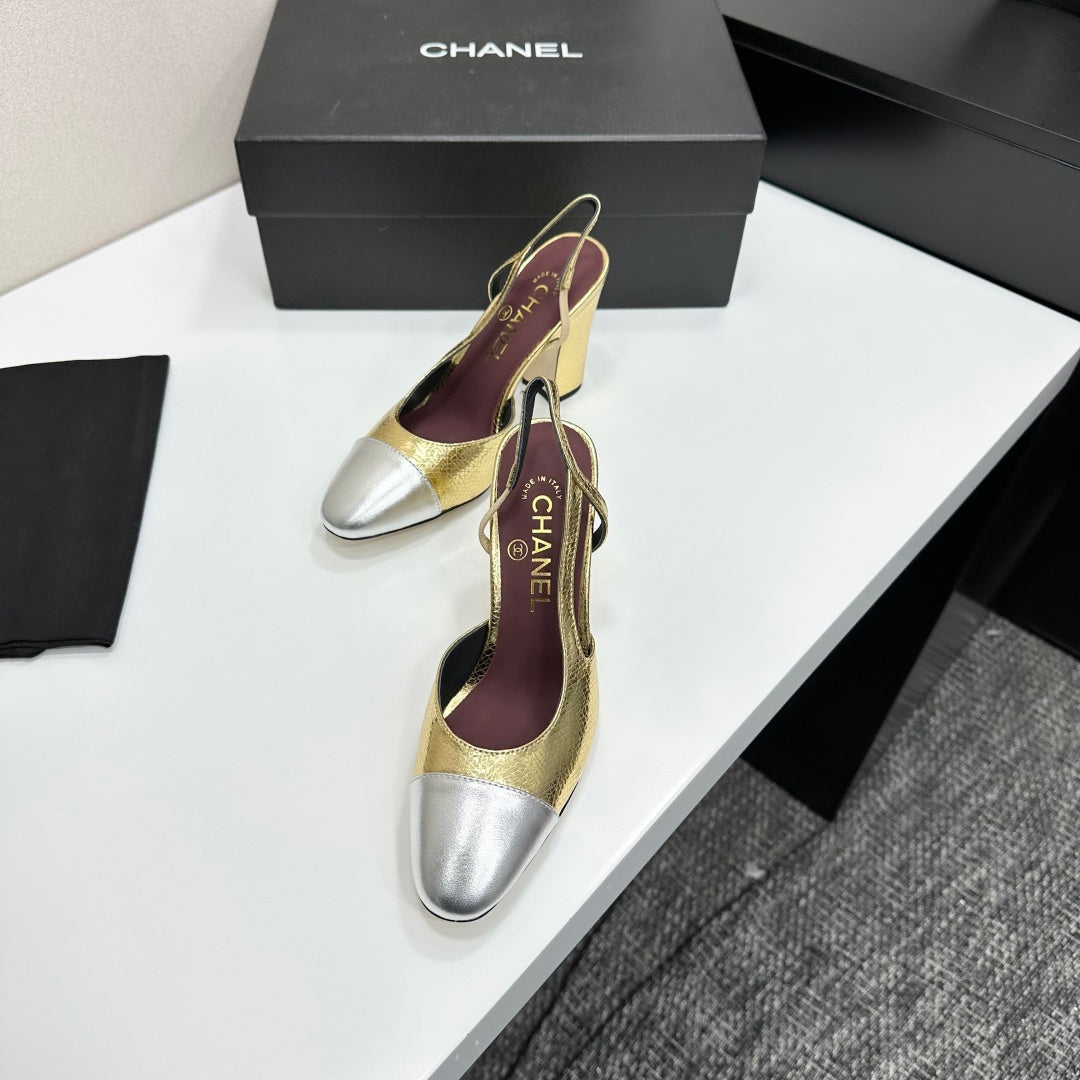 Chanel Classic Two-Tone Slingback Sandals