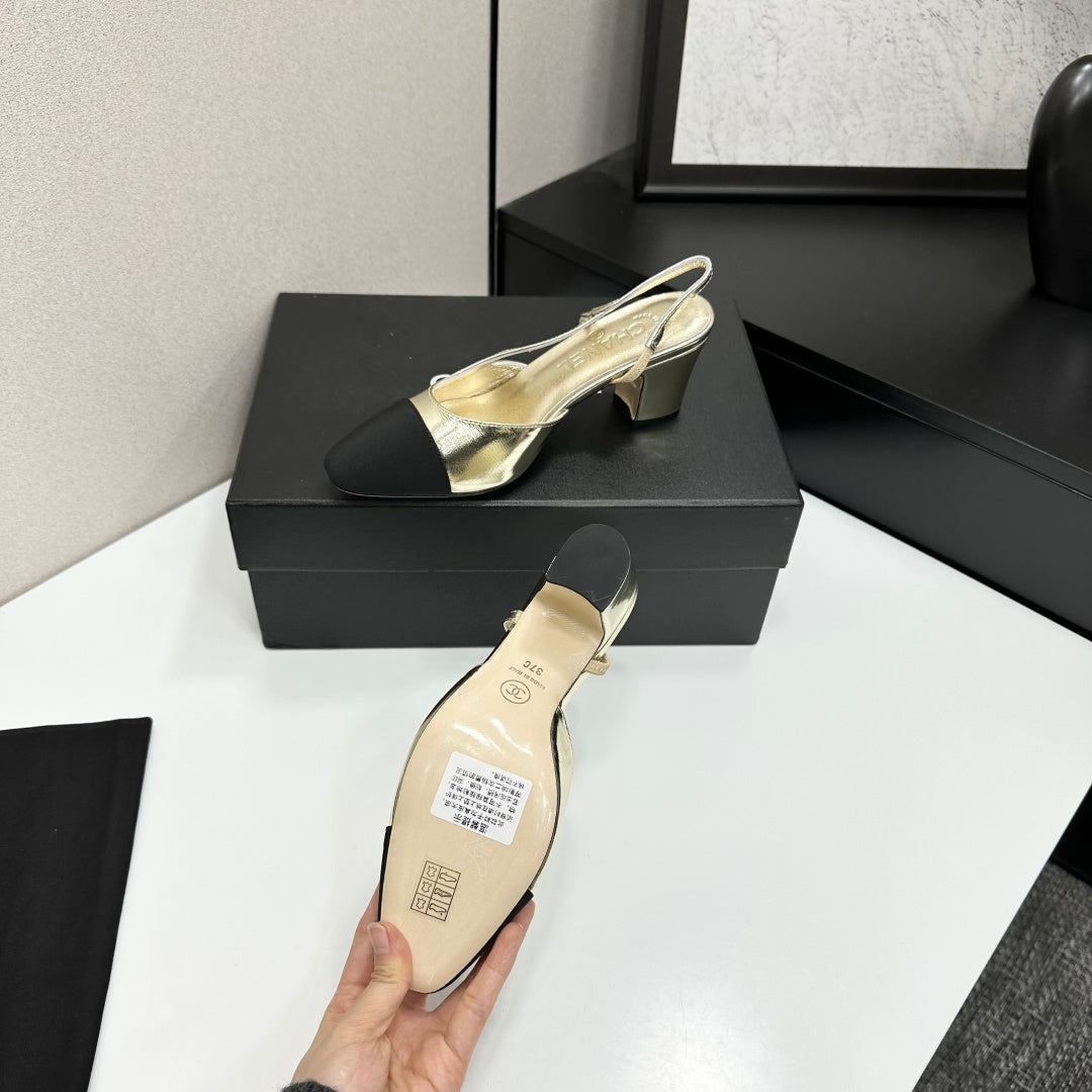 Chanel Classic Two-Tone Slingback Shoes