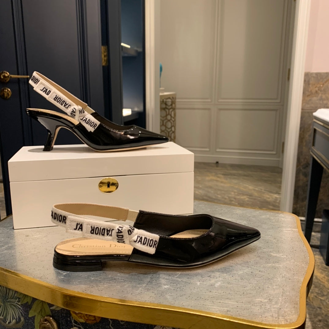 Dior J'Adior Black Patent Slingback Pumps