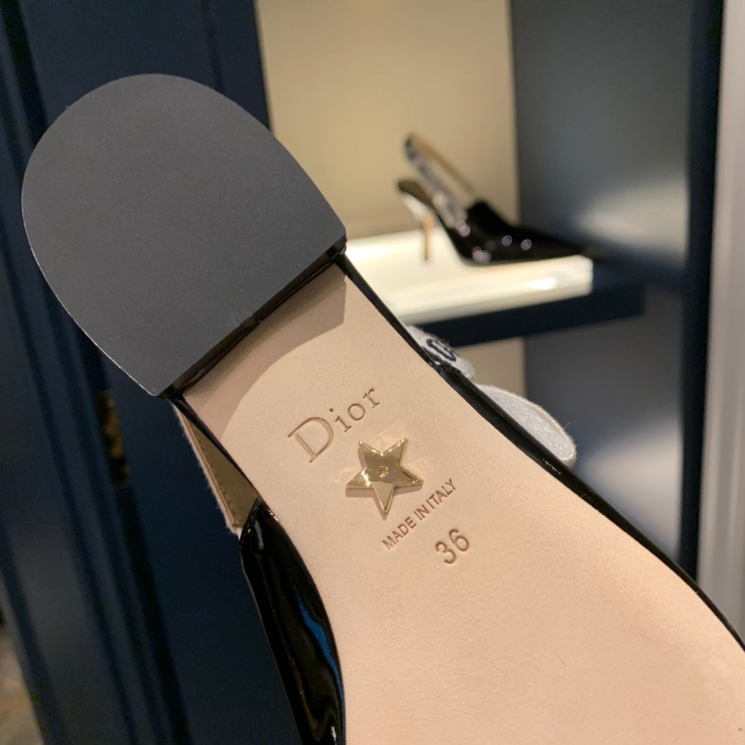 Dior J'Adior Black Patent Slingback Pumps