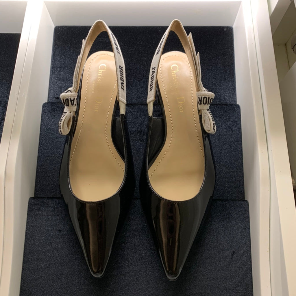 Dior J'Adior Black Patent Slingback Pumps