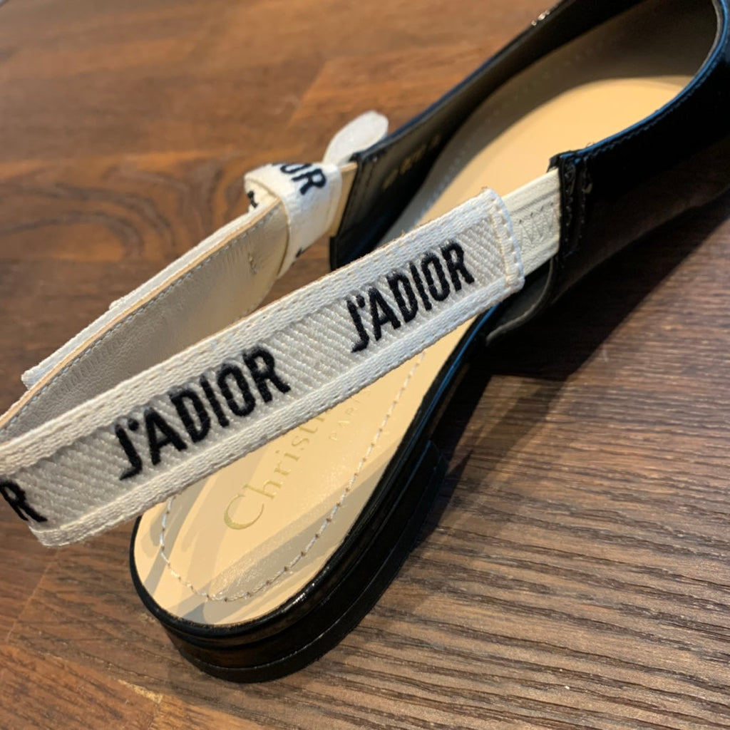 Dior J'Adior Black Patent Slingback Pumps
