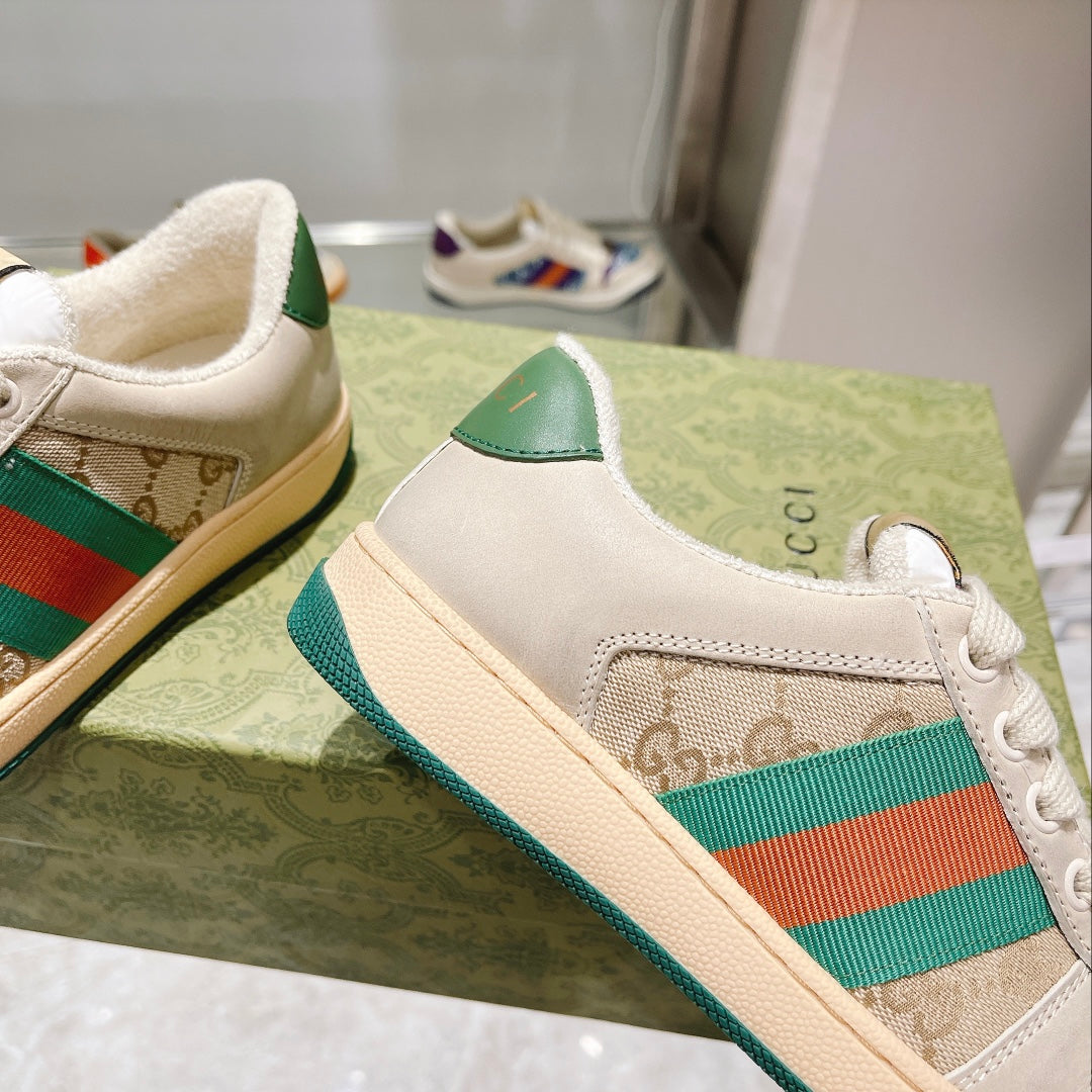 Gucci First Generation Distressed Leather Sneakers