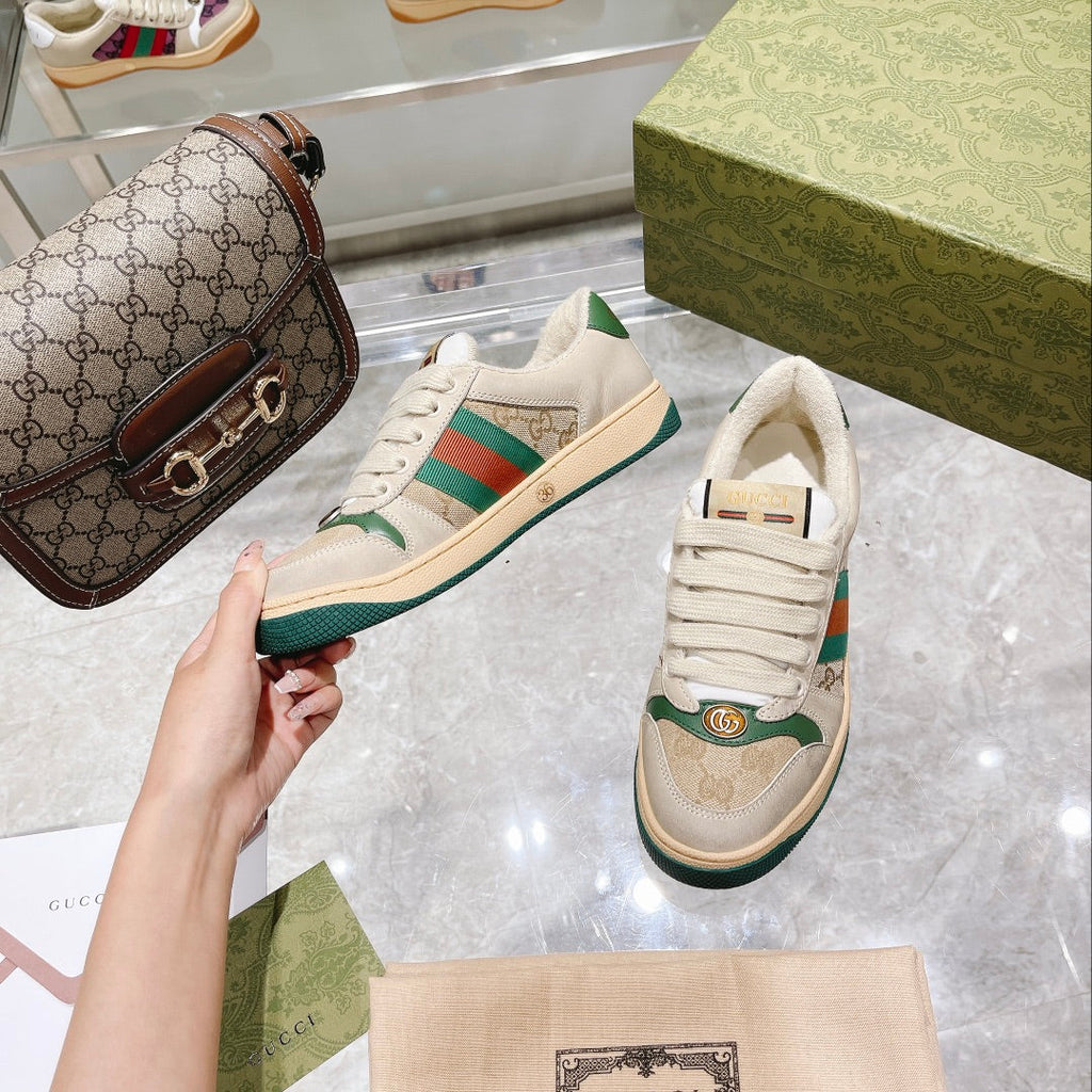 Gucci First Generation Distressed Leather Sneakers