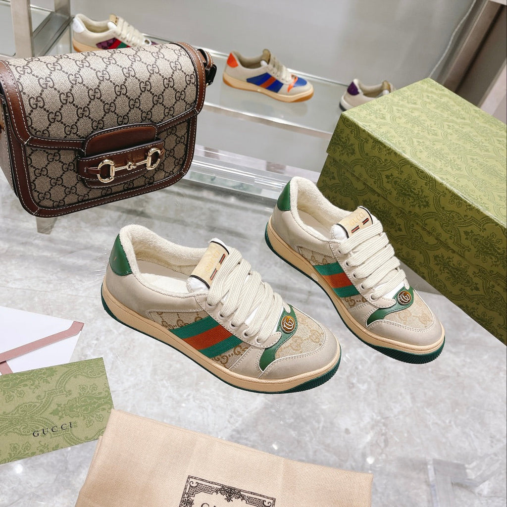Gucci First Generation Distressed Leather Sneakers