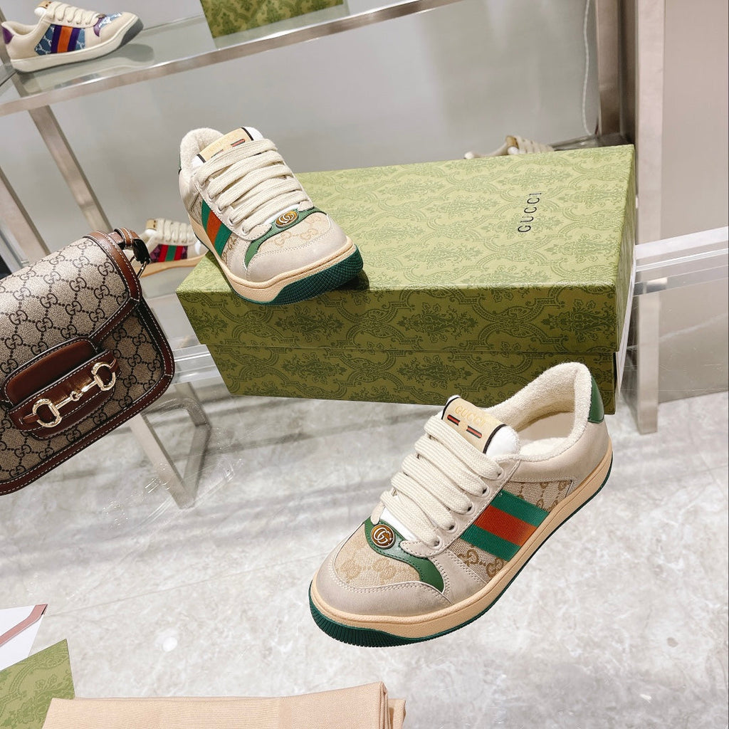 Gucci First Generation Distressed Leather Sneakers