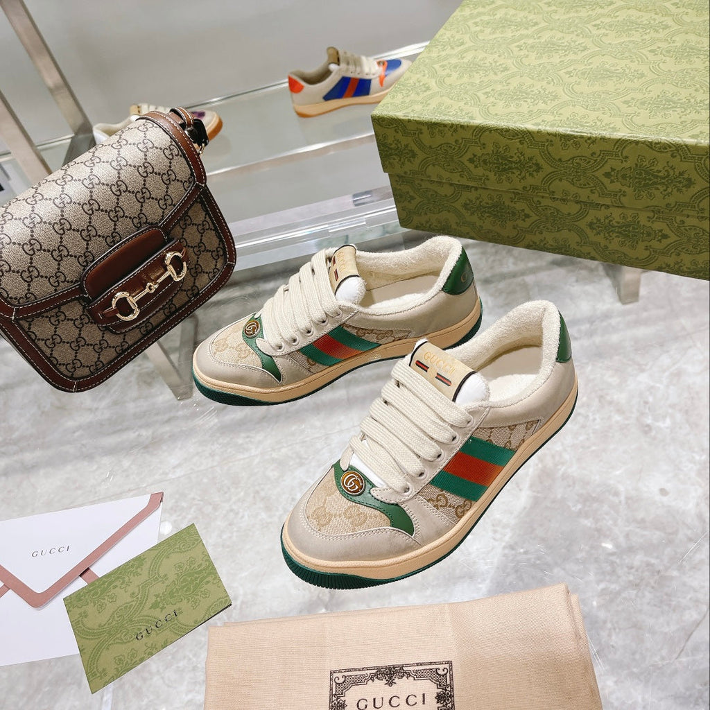 Gucci First Generation Distressed Leather Sneakers