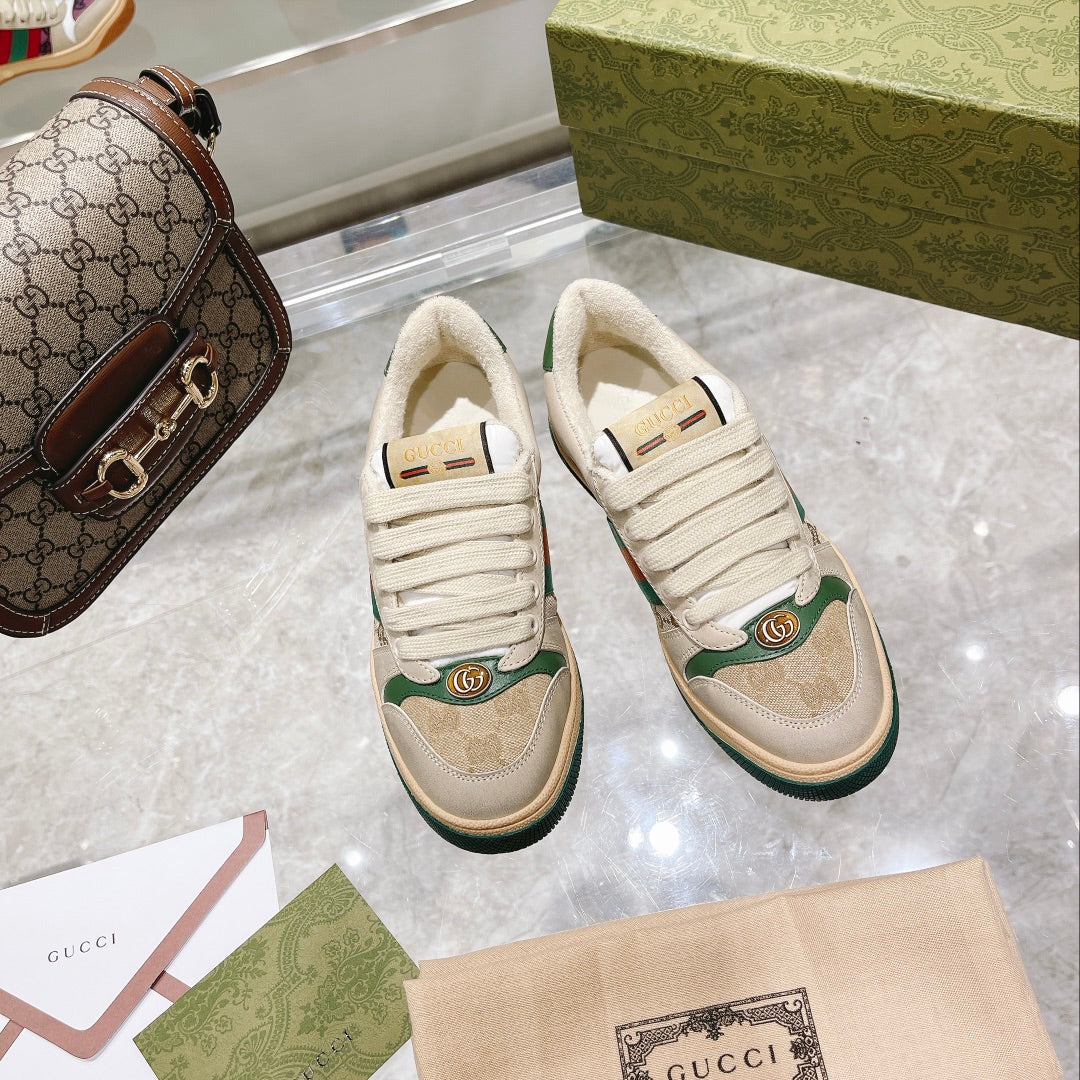Gucci First Generation Distressed Leather Sneakers