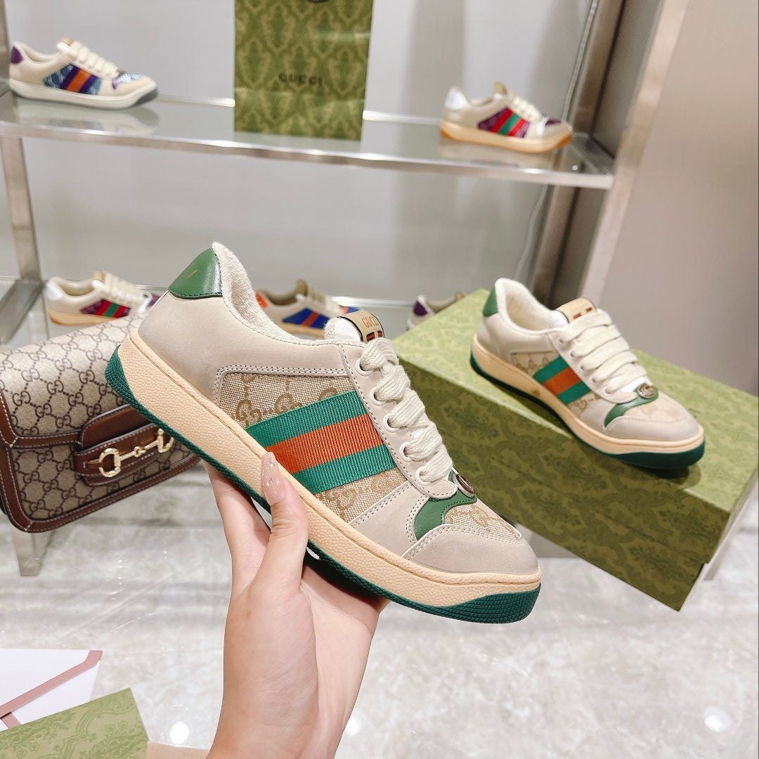 Gucci First Generation Distressed Leather Sneakers