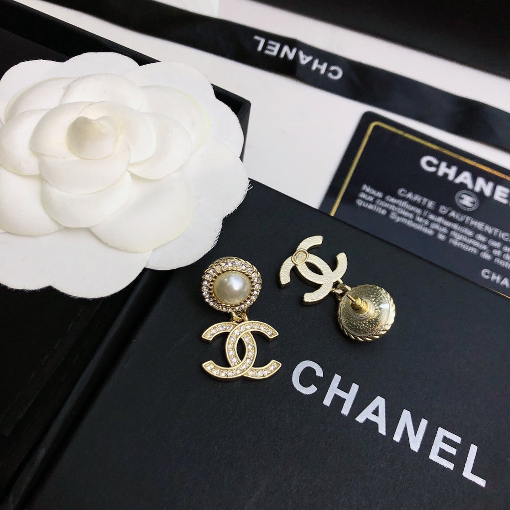 Chanel Pearl CC Stud Earrings