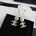 Chanel Pearl CC Stud Earrings