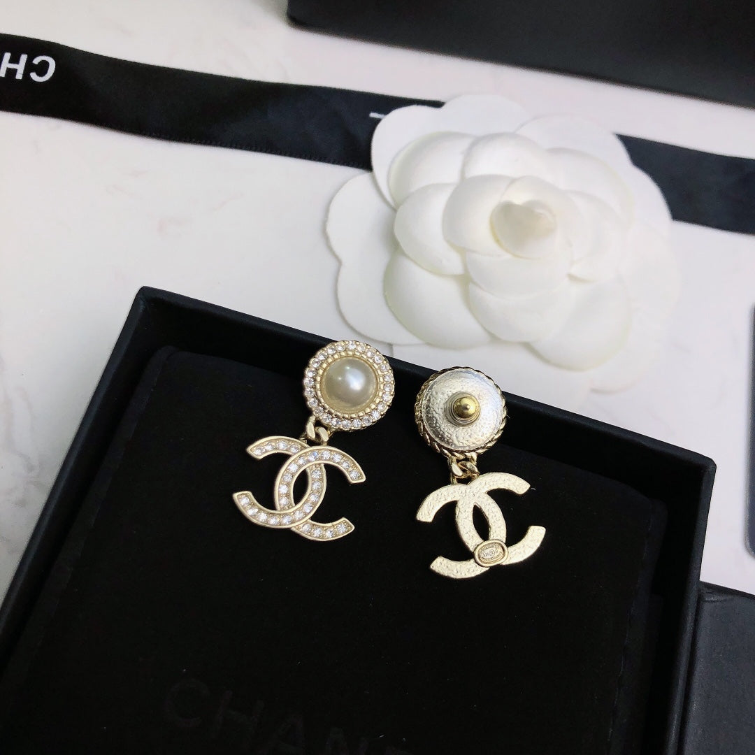 Chanel Pearl CC Stud Earrings