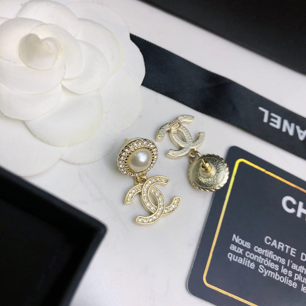 Chanel Pearl CC Stud Earrings